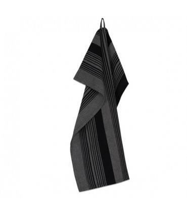 Torchon de cuisine rayé noir et gris