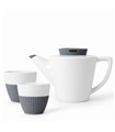 Set théière en porcelaine blanche et 2 tasses