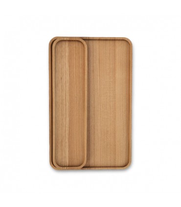 Duo de plateaux de service en bois, chêne clair