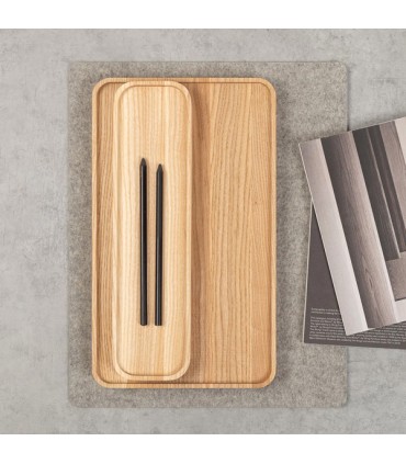 Duo de plateaux de service en bois, chêne clair