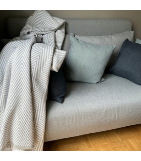 plaid chevron Hamam Meyzer gris et blanc