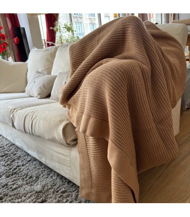 Plaid tricot héritage Hamam camel