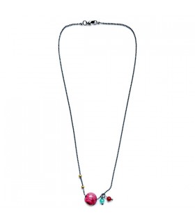 collier fin tête de mort rose