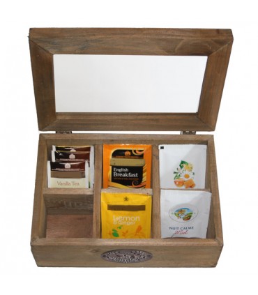 Boîte à thé en bois vintage 3