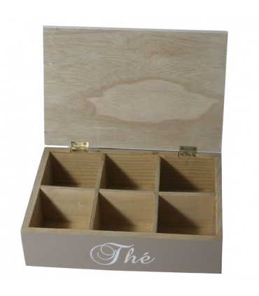 Boîte à thé en bois cerises compartiments intérieur