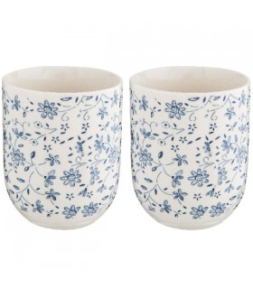 Gobelet Porcelaine Fleuri Bleu, le lot de 2