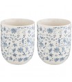 Gobelet porcelaine fleuris bleus, le lot de 2