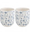 Gobelet porcelaine fleuris bleus, le lot de 2