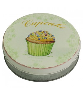 Boîte métal ronde cupcake verte 1