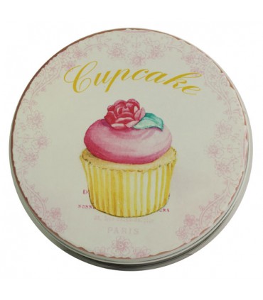 Boîte métal ronde cupcake rose 2