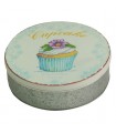 Boîte métal ronde cupcake bleue