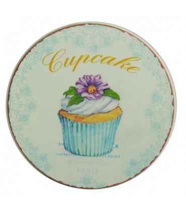 Boîte métal ronde cupcake bleue 2