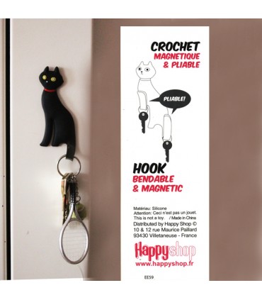 Accroche clé magnétique chat noir