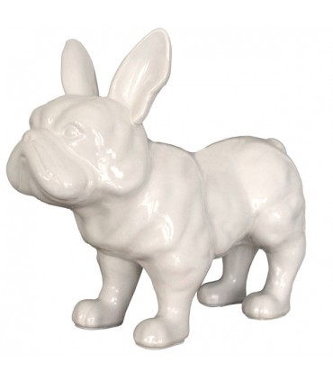 Bouledogue en céramique blanc