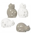 Chats décoratifs en porcelaine, le lot de 4