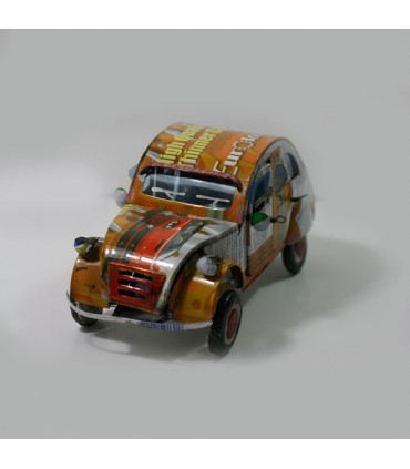 Voiture 2CV en métal recyclé|20*10,5*7,5 cm| Grand Modèle 01