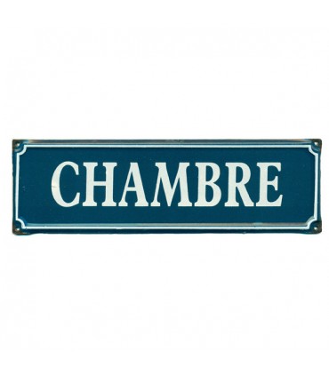 Plaque de Porte Rectangle Émaillé Bleue Chambre