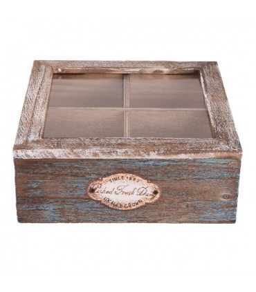 Boîte à thé compartimenté Cérusée Bleue 1