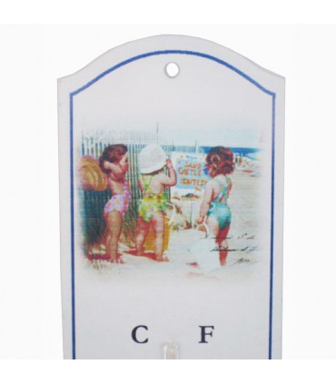Thermomètre métal motif plage