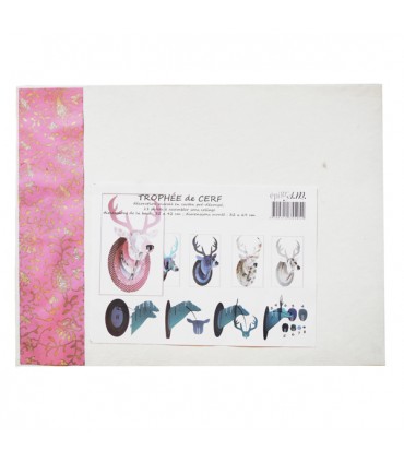 Trophée Cerf Rose Pailleté
