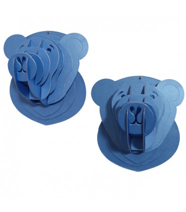 Mini Trophée en Carton Ourson Bleu Royal