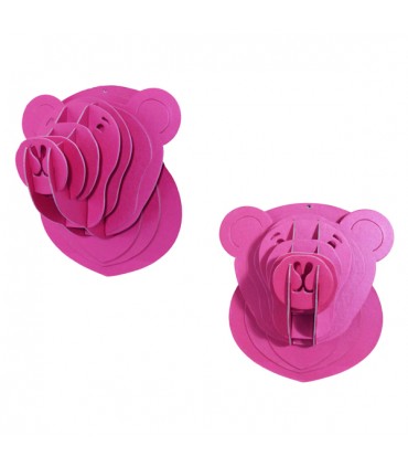 Mini Trophée en Carton Ourson Fuchsia