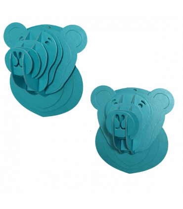 Mini Trophée en Carton Ourson Turquoise
