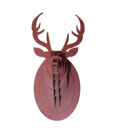 Mini Trophée en Carton Cerf Rouille