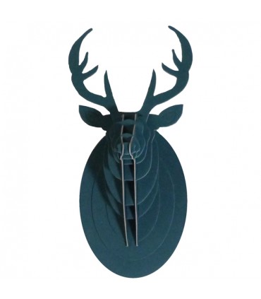 Mini Trophée en Carton Cerf Vert Sapin