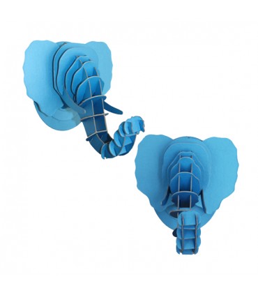 Mini Trophée en Carton Éléphant Bleu royal
