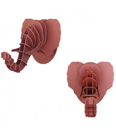 Mini Trophée en Carton Éléphant Rouille