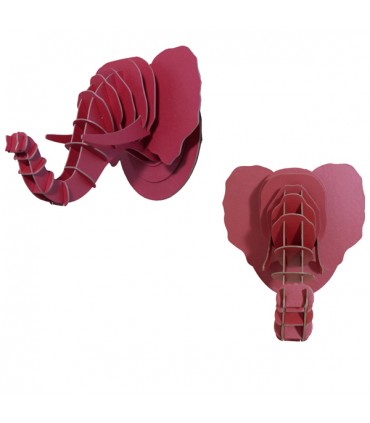 Mini Trophée en Carton Éléphant Rouge