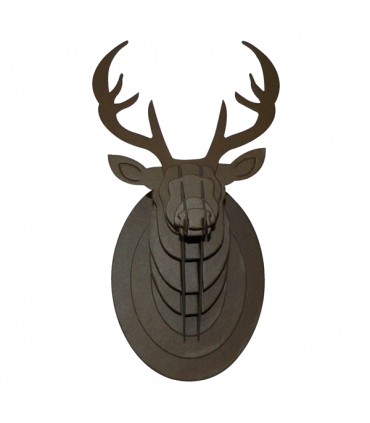 Mini Trophée Cerf en Carton Nature Brun